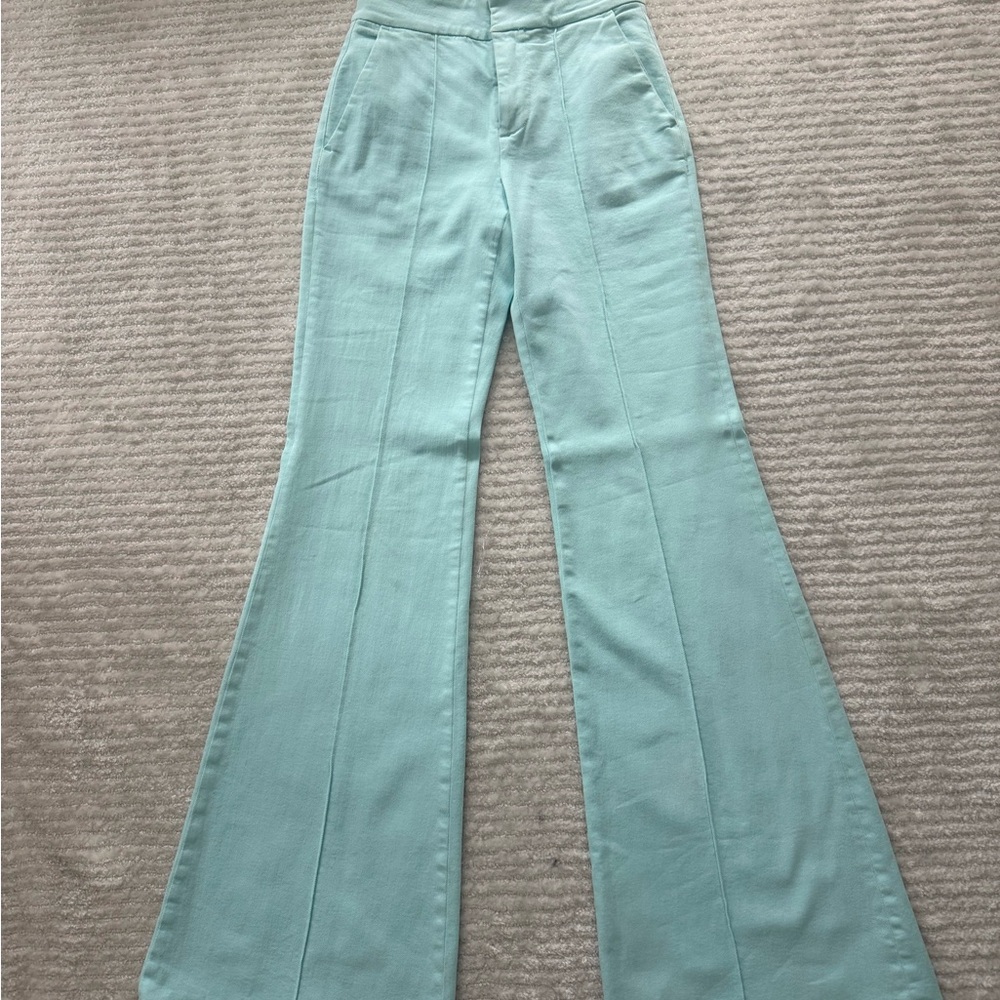 High-Waist Flared Pants light teal
